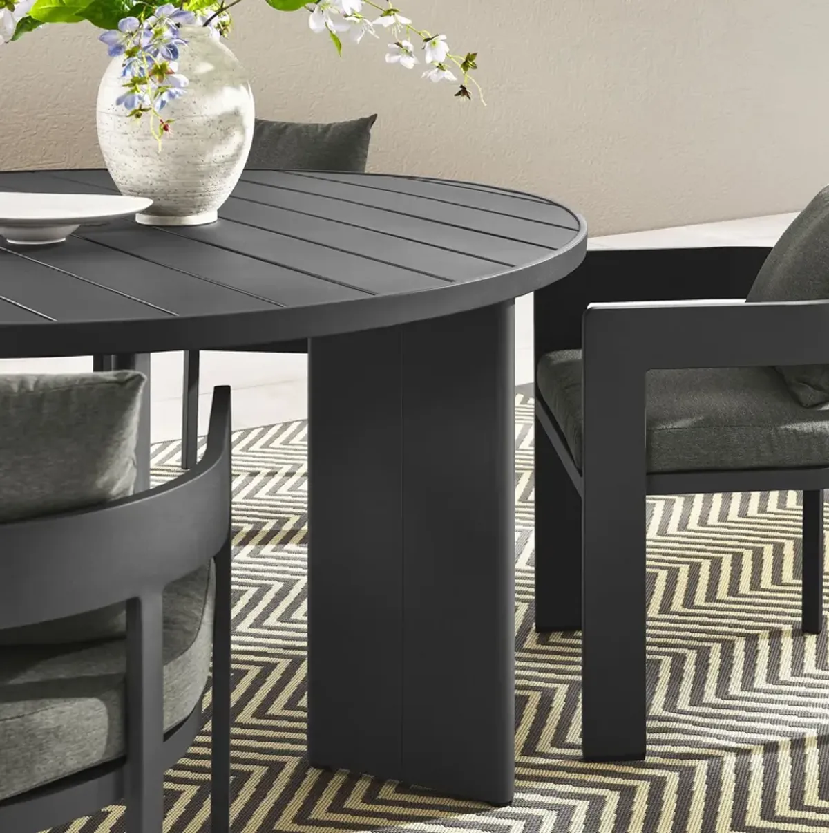 Tahoe 5-Piece Outdoor Patio Aluminum Dining Set by Modway Gray White