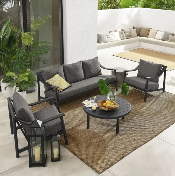 Terrace 4-Piece Outdoor Patio Aluminum Furniture Set by Modway Carbon Graphite