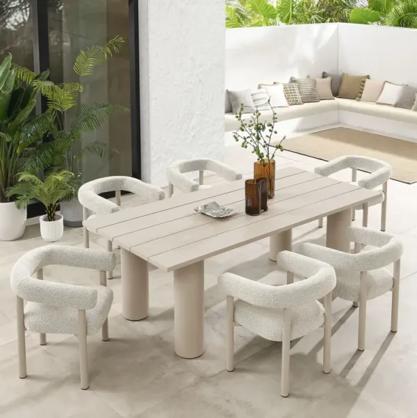 Nautica 7-Piece Rectangular Outdoor Patio Aluminum Dining Table and Chairs Set by Modway
