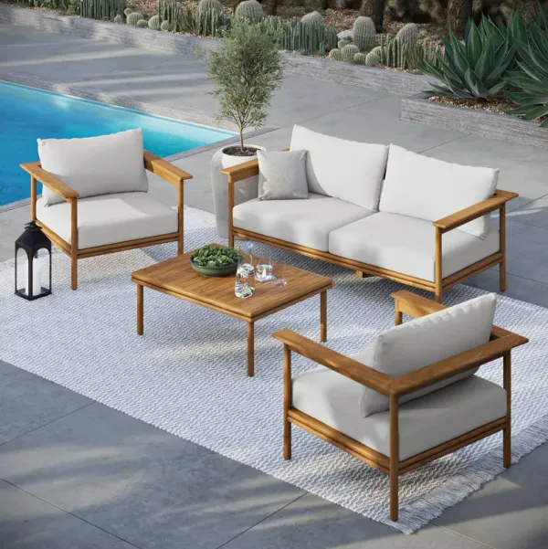 Wren 4-Piece Outdoor Patio Teak Wood Furniture Set by Modway