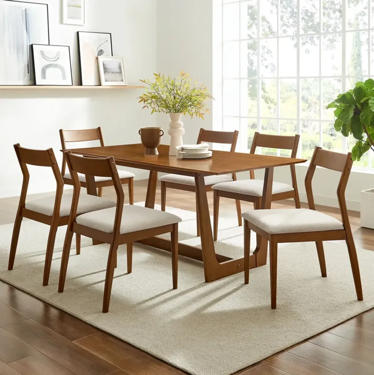 Solara 7-Piece Wood Dining Set by Modway Armchiars / Walnut Black