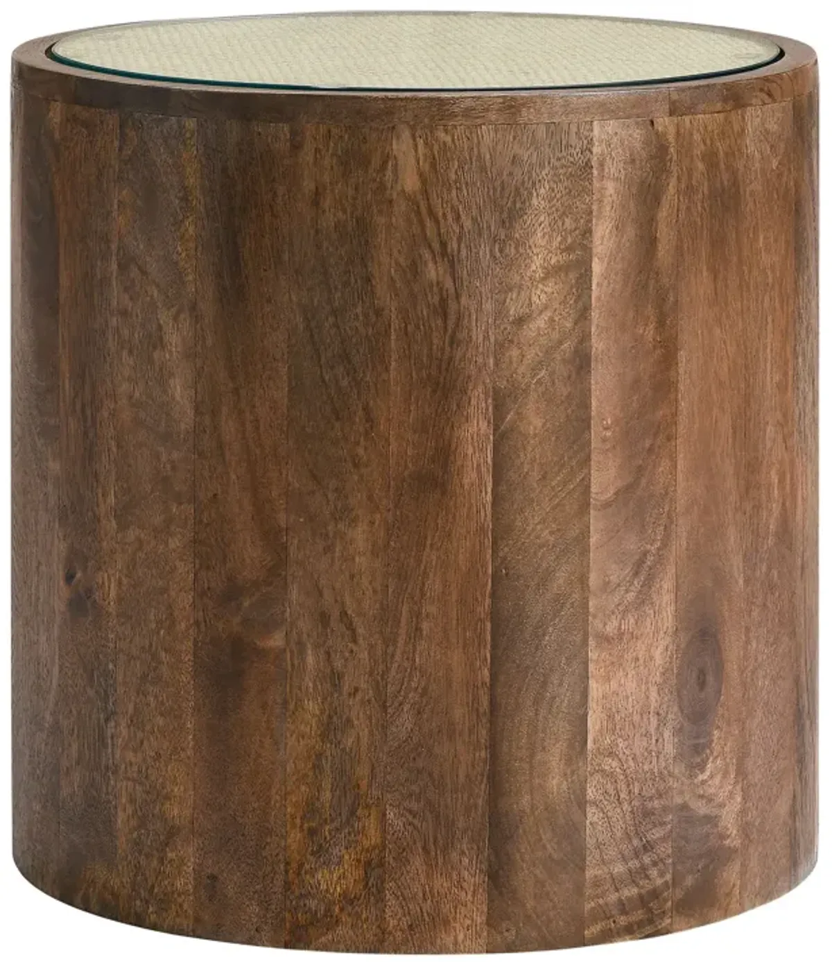 Truett Round Wood Rattan Side Table by Modway Walnut