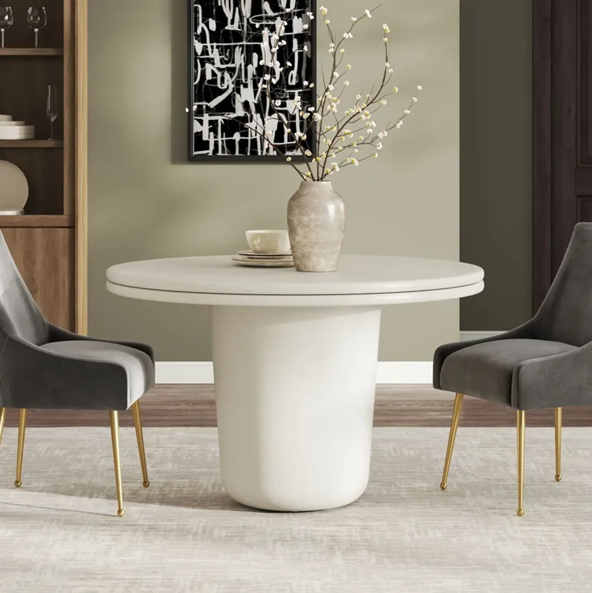 Brion 48 Indoor Outdoor Patio Concrete Round Dining Table By Modway ...