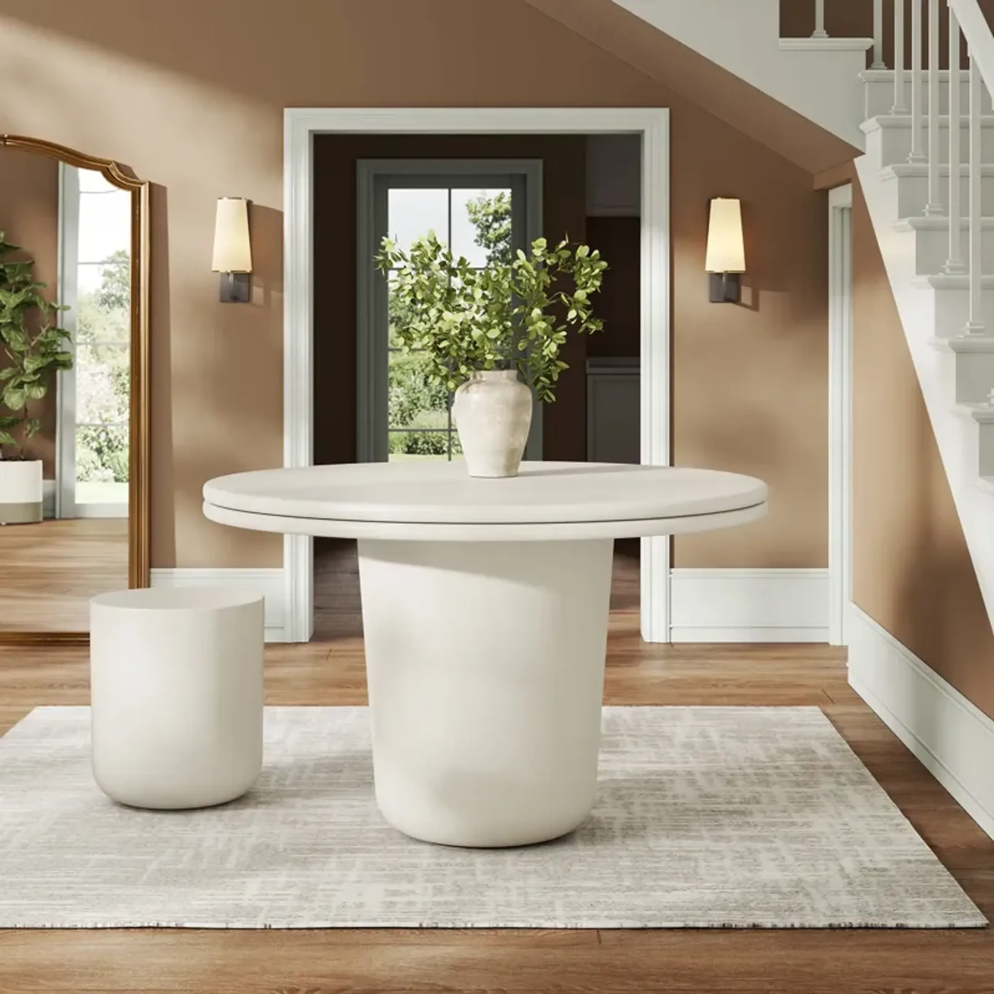 Brion 48 Indoor Outdoor Patio Concrete Round Dining Table By Modway ...