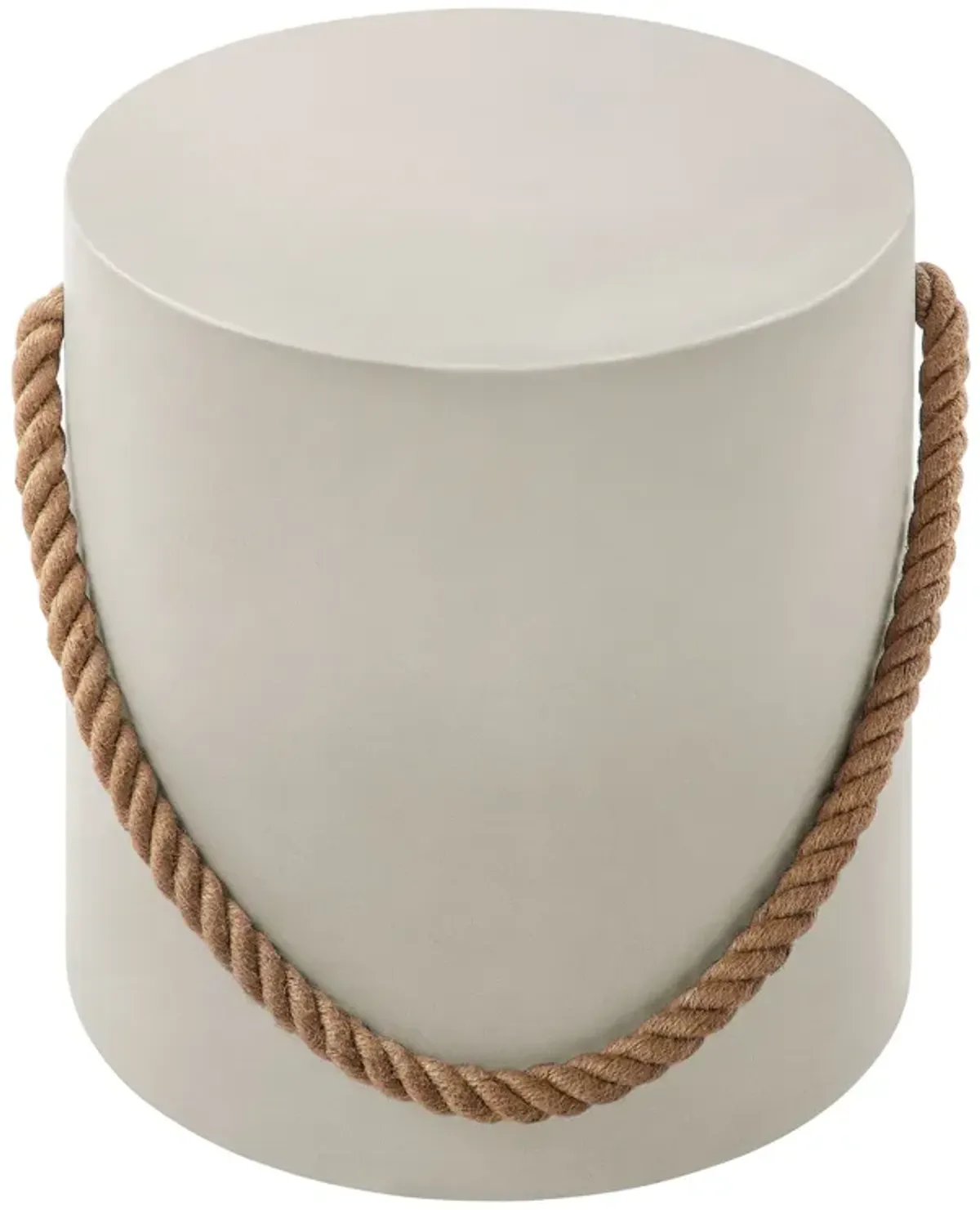 Isera Indoor - Outdoor Patio Rope Concrete Side Table Stool by Modway Light Gray