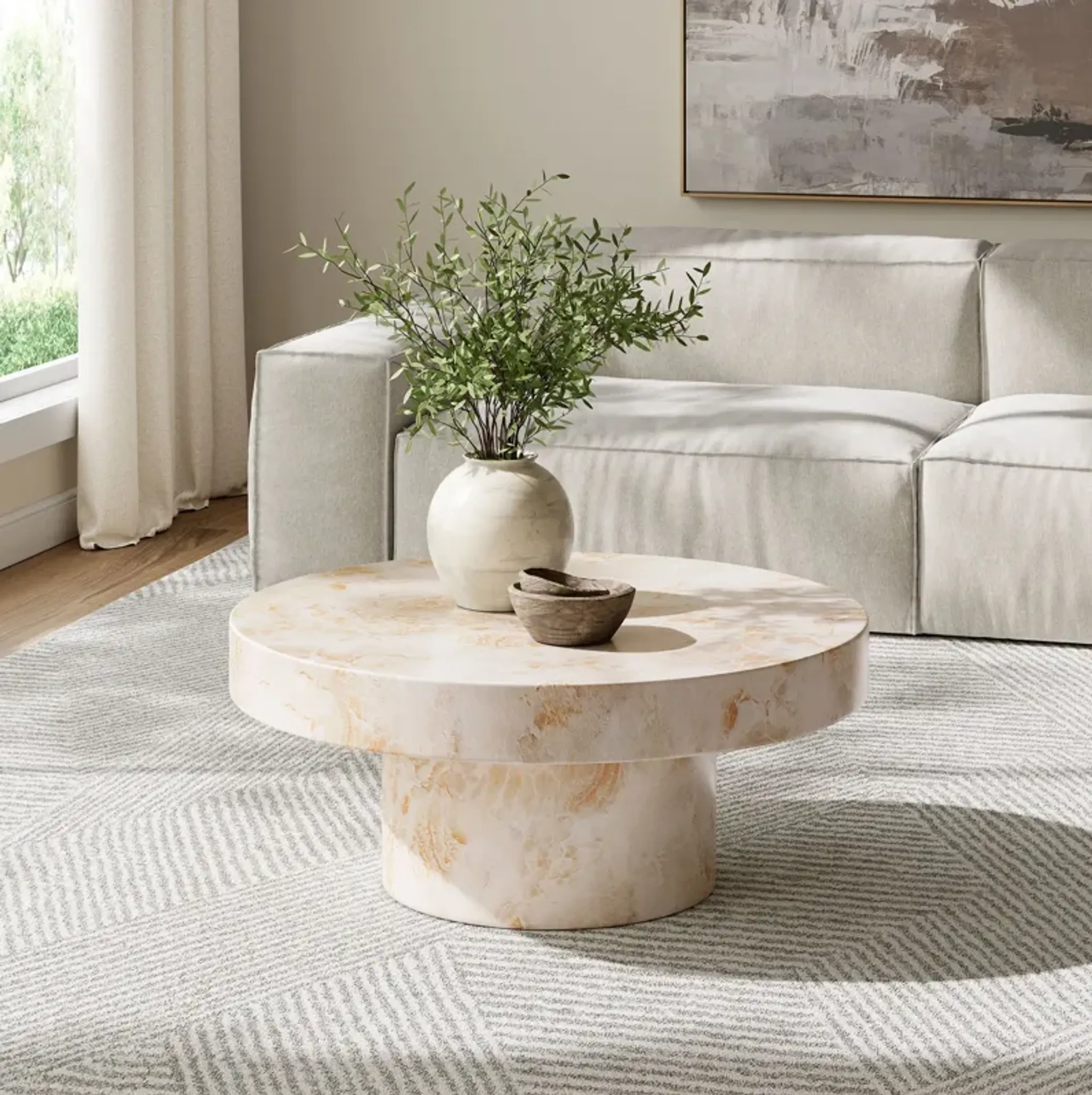 Alora Indoor - Outdoor Patio Concrete Round Coffee Table by Modway ...