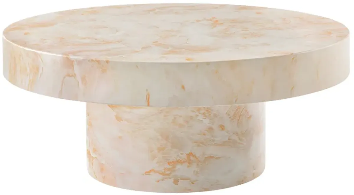 Alora Indoor - Outdoor Patio Concrete Round Coffee Table by Modway Red Marble