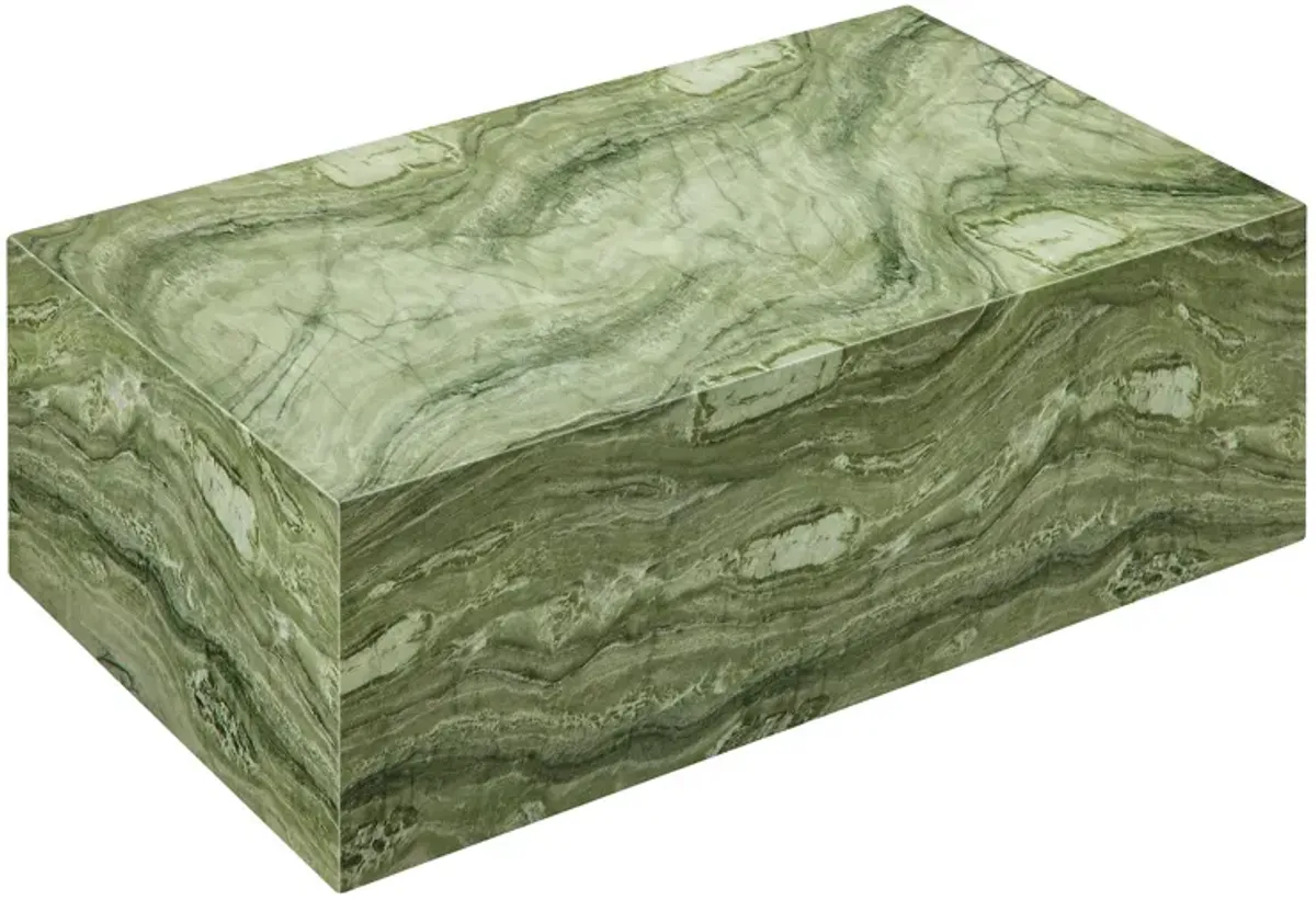 Jordana Square Plinth Indoor - Outdoor Patio Concrete Coffee Table by Modway Green Marble