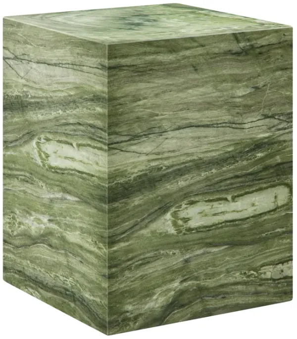 Jordana Square Plinth Indoor - Outdoor Patio Concrete Side Table by Modway Green Marble