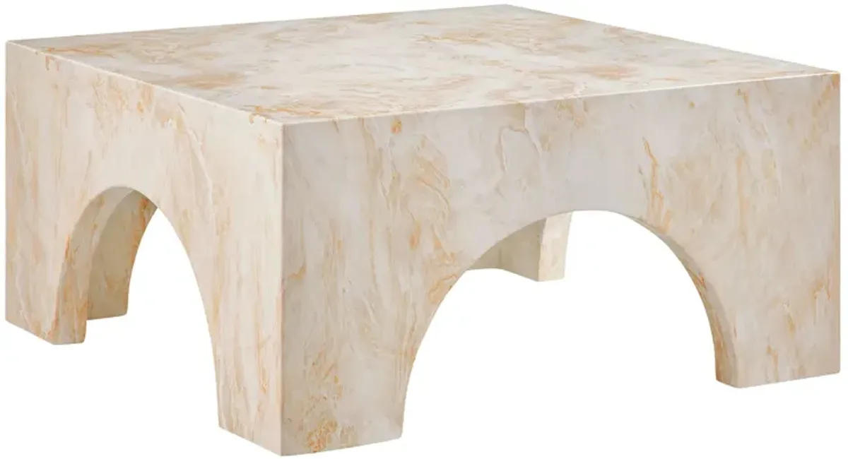 Valen Indoor - Outdoor Patio Arched Concrete Coffee Table by Modway Red Marble