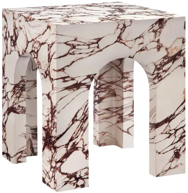 Valen Square Indoor - Outdoor Patio Arched Concrete Side Table by Modway Red Marble