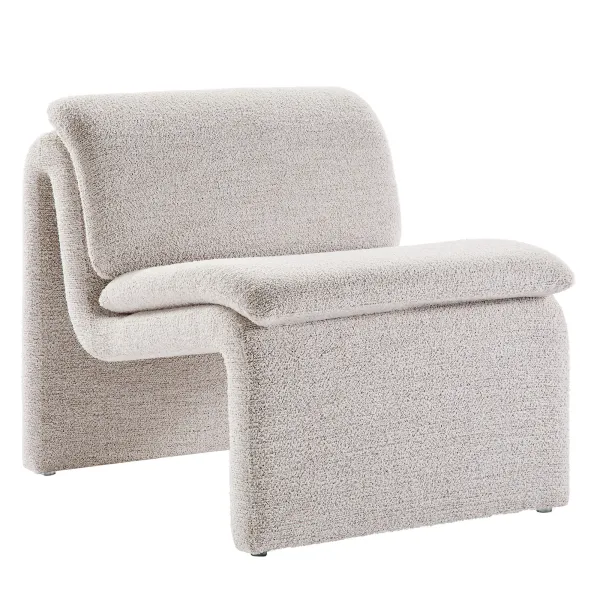 Lume Boucle Upholstered Armless Accent Chair by Modway Parchment