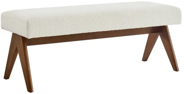 Lyra Upholstered Bench by Modway 47" / Ivory Boucle