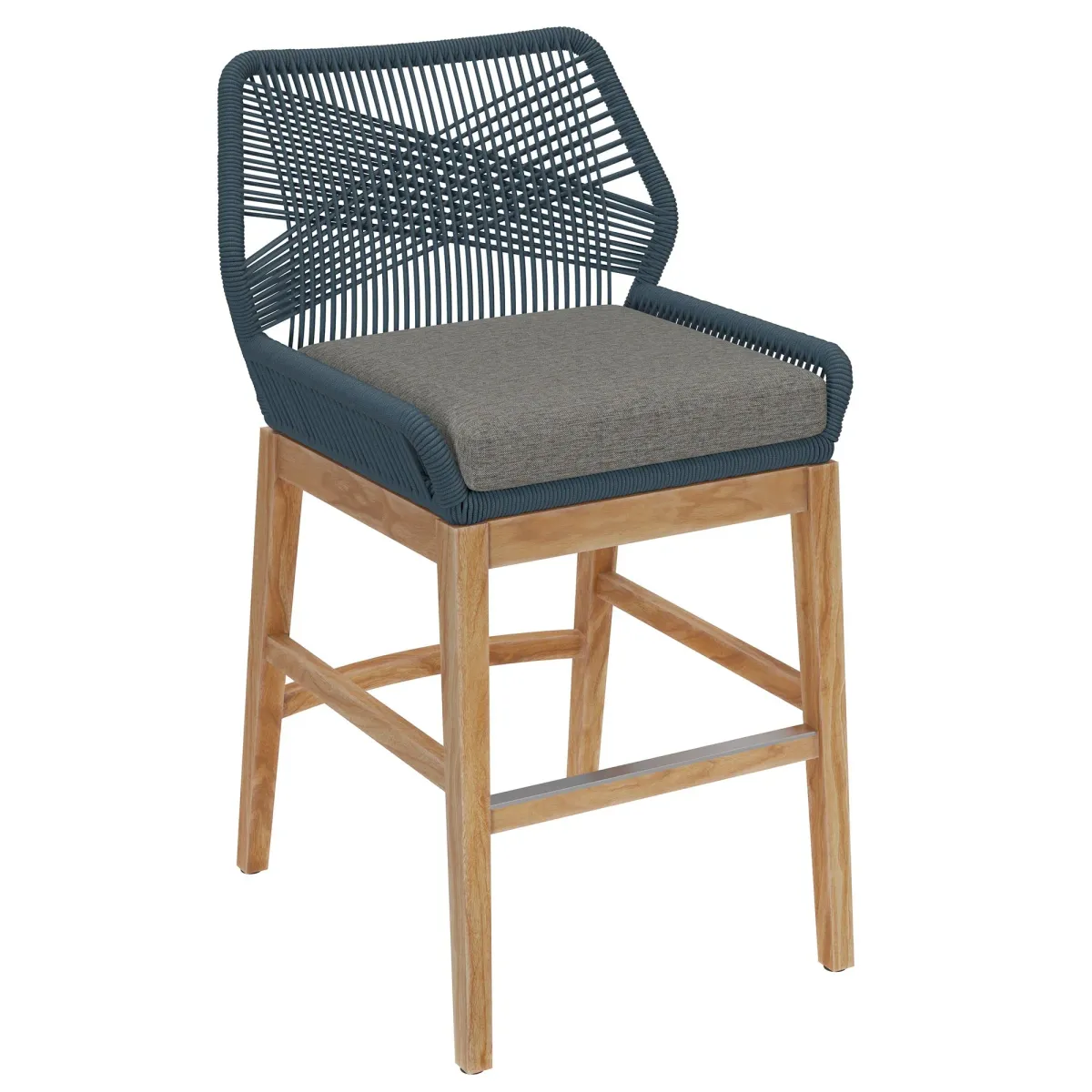 Wellspring Outdoor Patio Teak and Rope Counter Stool by Modway Gray Graphite
