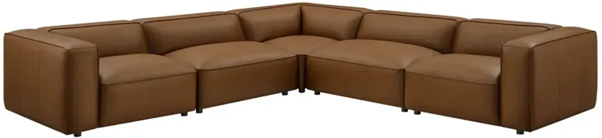 Auren 5-Piece Upholstered Vegan Leather Modular L-Shaped Sofa by Modway Coffee