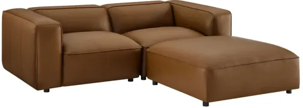 Auren 3-Piece Upholstered Vegan Leather Modular Loveseat with Ottoman by Modway Coffee