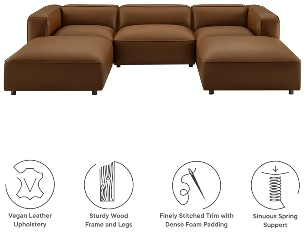 Auren 5-Piece Upholstered Vegan Leather Modular U-Shaped Sofa by Modway