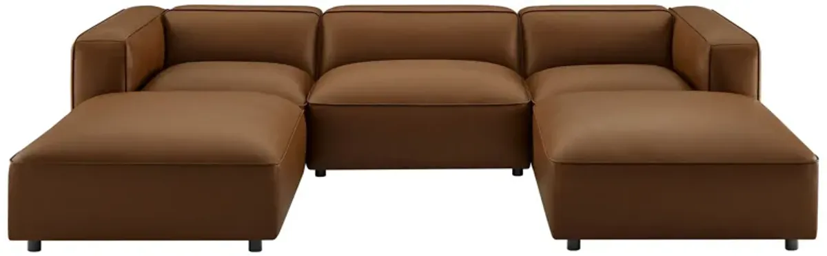 Auren 5-Piece Upholstered Vegan Leather Modular U-Shaped Sofa by Modway Coffee