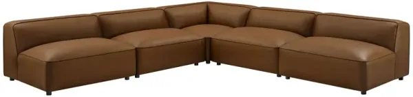 Auren 5-Piece Upholstered Armless L-Shaped Vegan Leather Modular Sofa by Modway Coffee