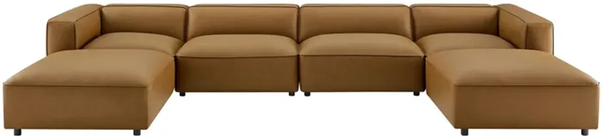 Auren 6-Piece Upholstered Vegan Leather Modular Sofa by Modway