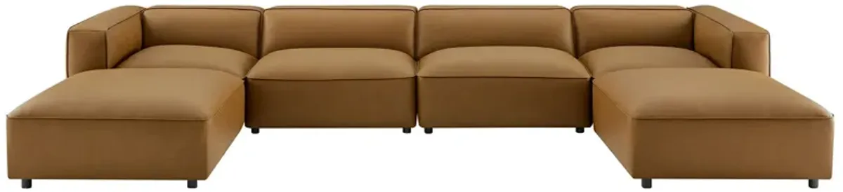 Auren 6-Piece Upholstered Vegan Leather Modular Sofa by Modway