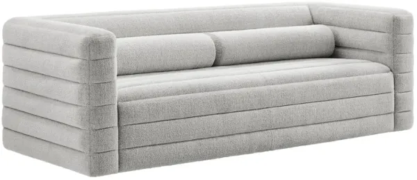 Relle Channel Tufted Boucle Upholstered Sofa by Modway Newsprint