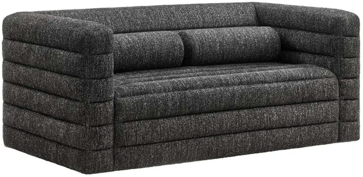 Relle Channel Tufted Boucle Upholstered Loveseat by Modway Newsprint