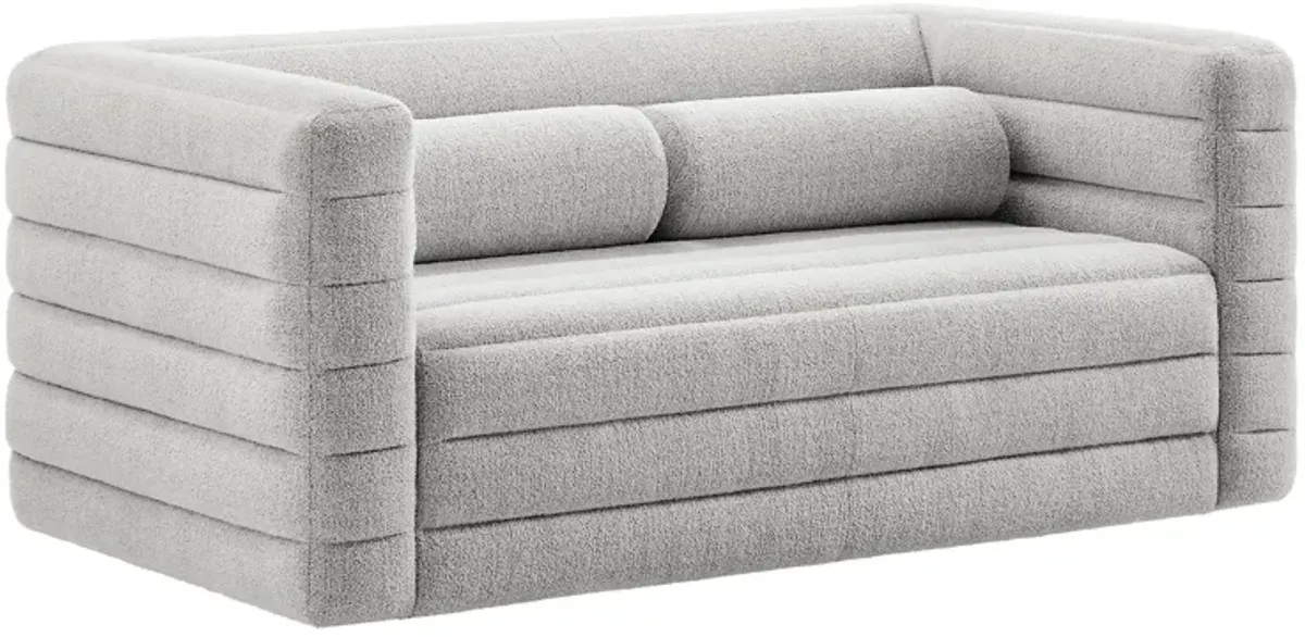 Relle Channel Tufted Boucle Upholstered Loveseat by Modway Newsprint
