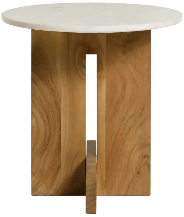 Tarin Acacia Wood and Marble Side Table by Modway Natural