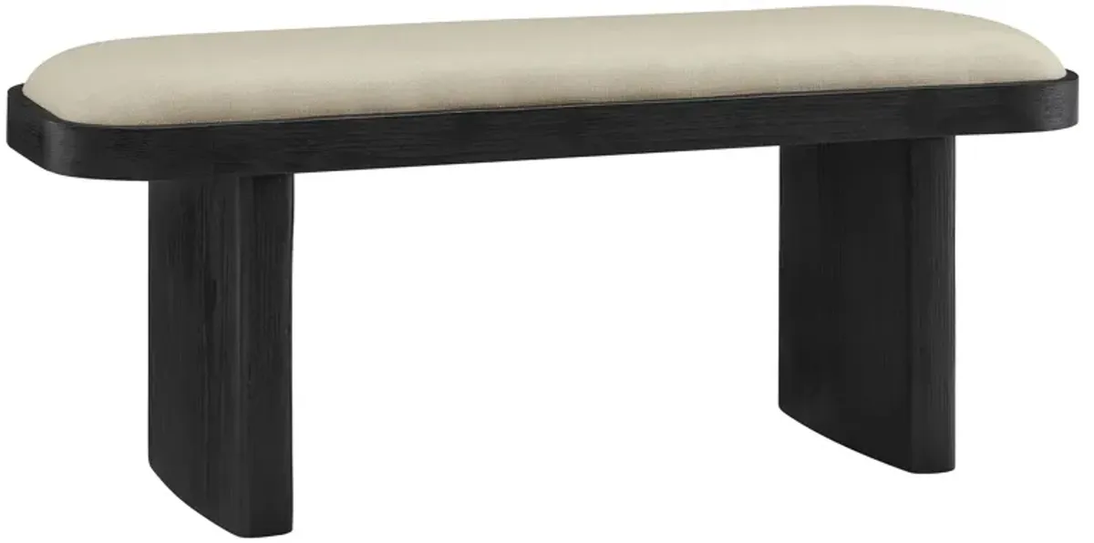 Iver 43" Upholstered Wood Accent Bench by Modway Black Flax
