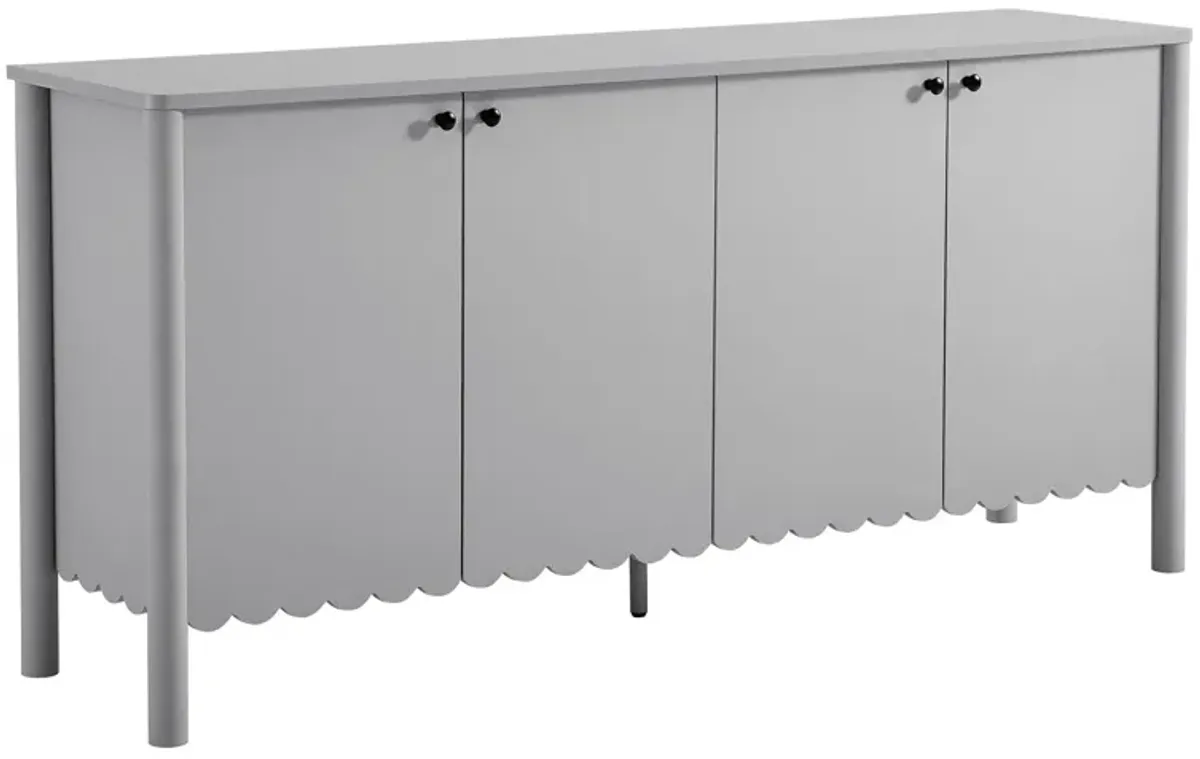 Emmeline 66" 4-Door Scalloped Sideboard Cabinet by Modway Light Gray