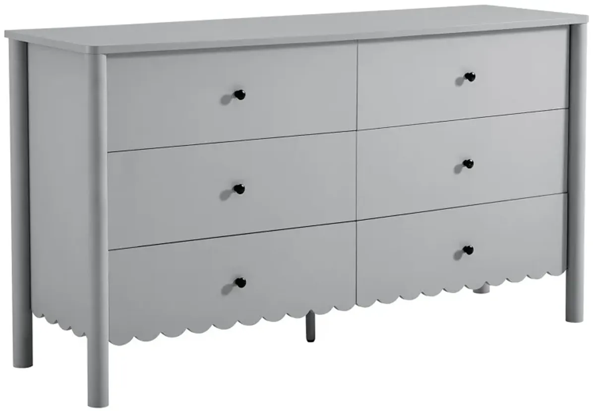 Emmeline Scalloped 6-Drawer Dresser by Modway White
