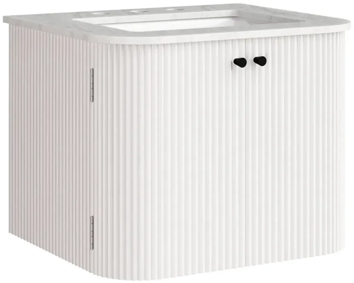 Zia Wall-Mount Bathroom Vanity with Marble Sink by Modway 24" / Ivory