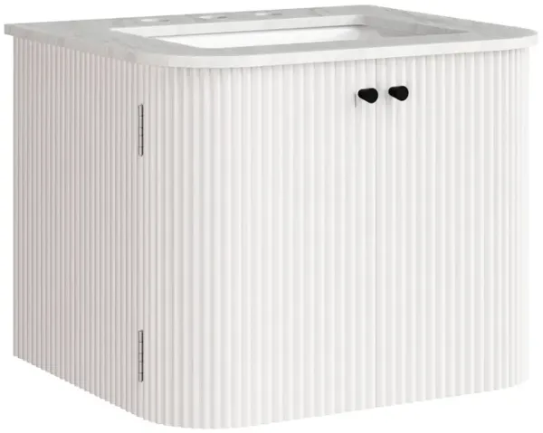 Zia Wall-Mount Bathroom Vanity with Marble Sink by Modway 24" / Ivory