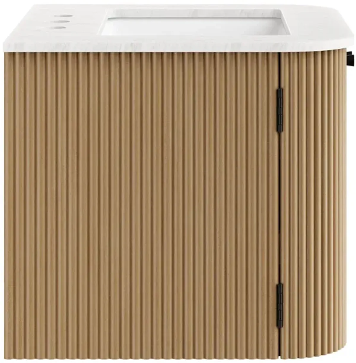 Zia Wall-Mount Bathroom Vanity with Marble Sink by Modway 24" / Natural