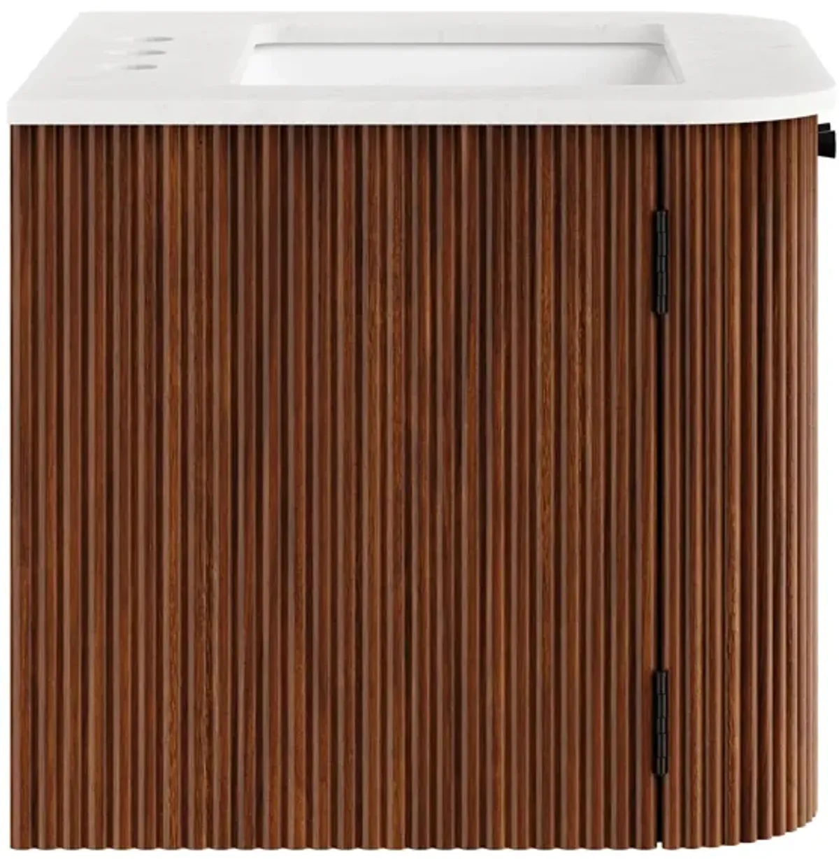 Zia Wall-Mount Bathroom Vanity with Marble Sink by Modway 24" / Walnut