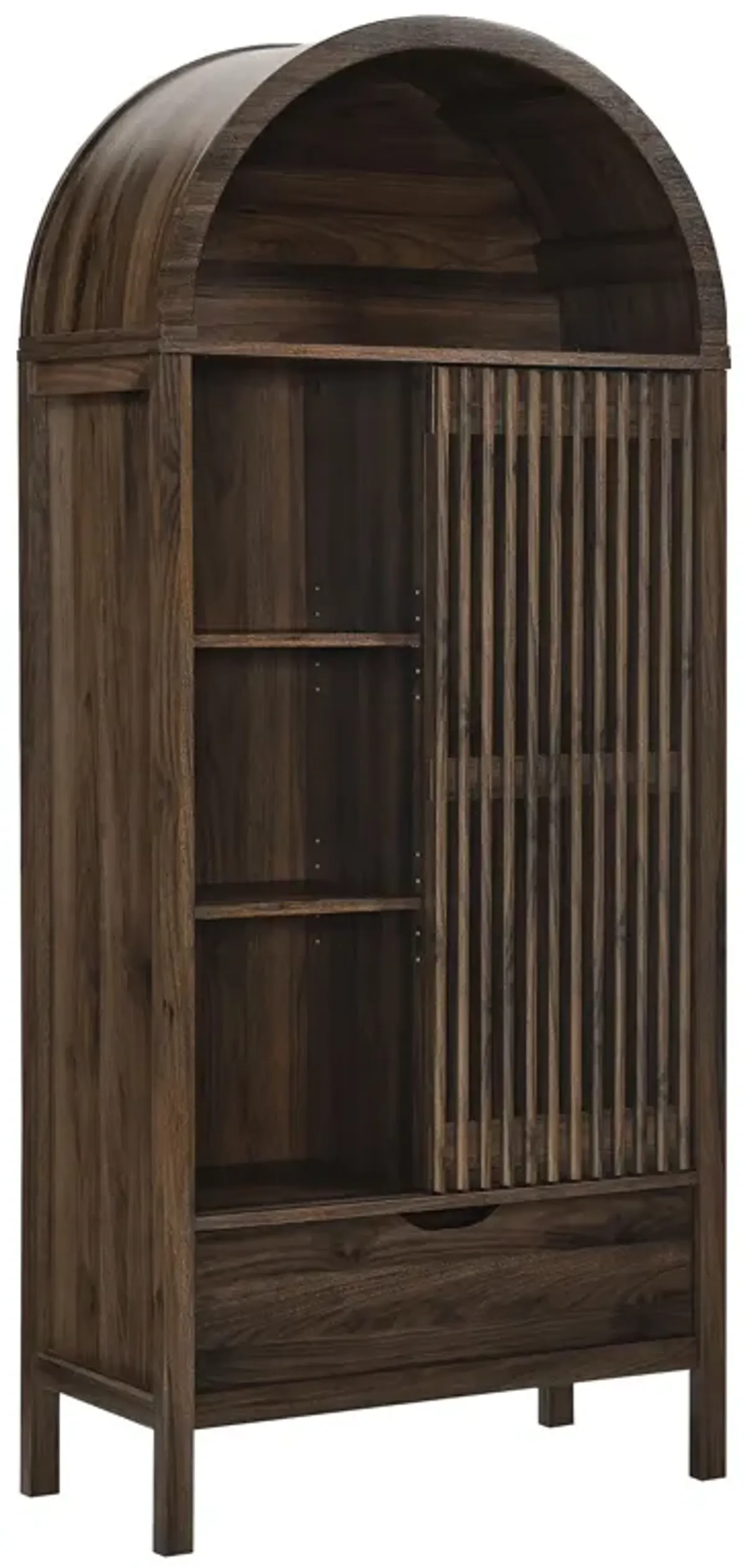 Vaughn 71" Arched Storage Display Cabinet by Modway Walnut