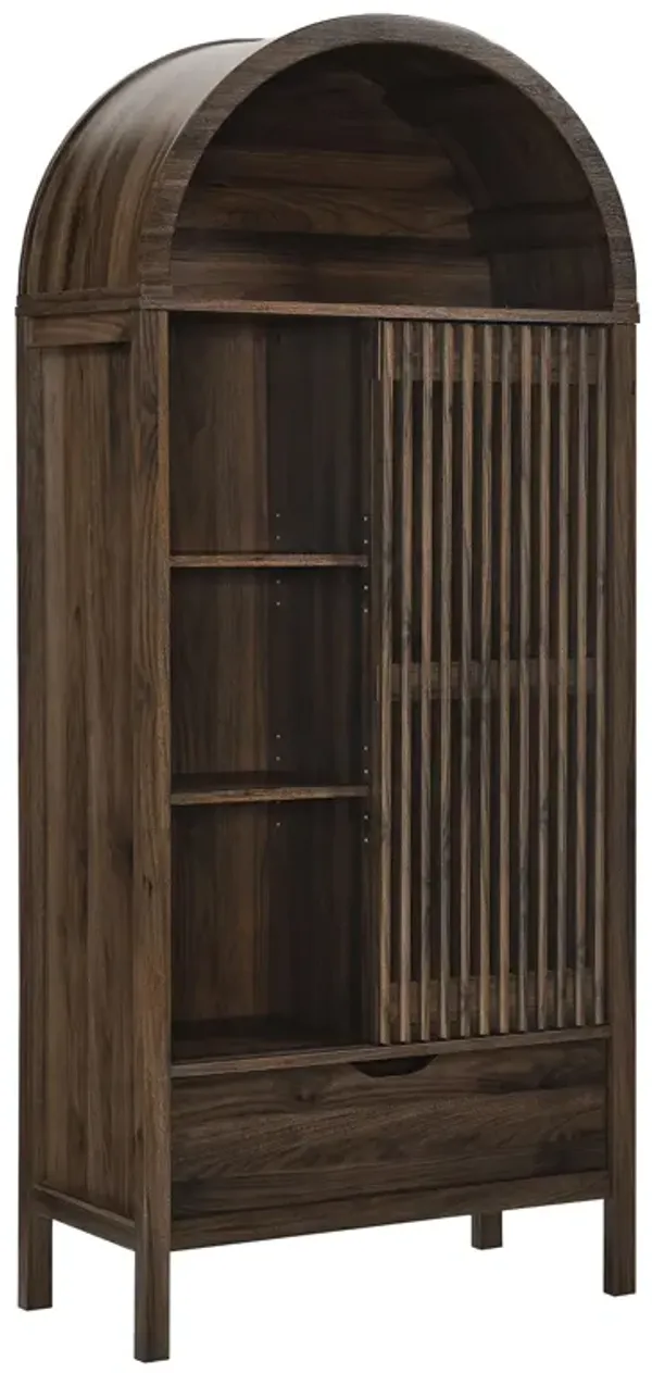 Vaughn 71" Arched Storage Display Cabinet by Modway Walnut