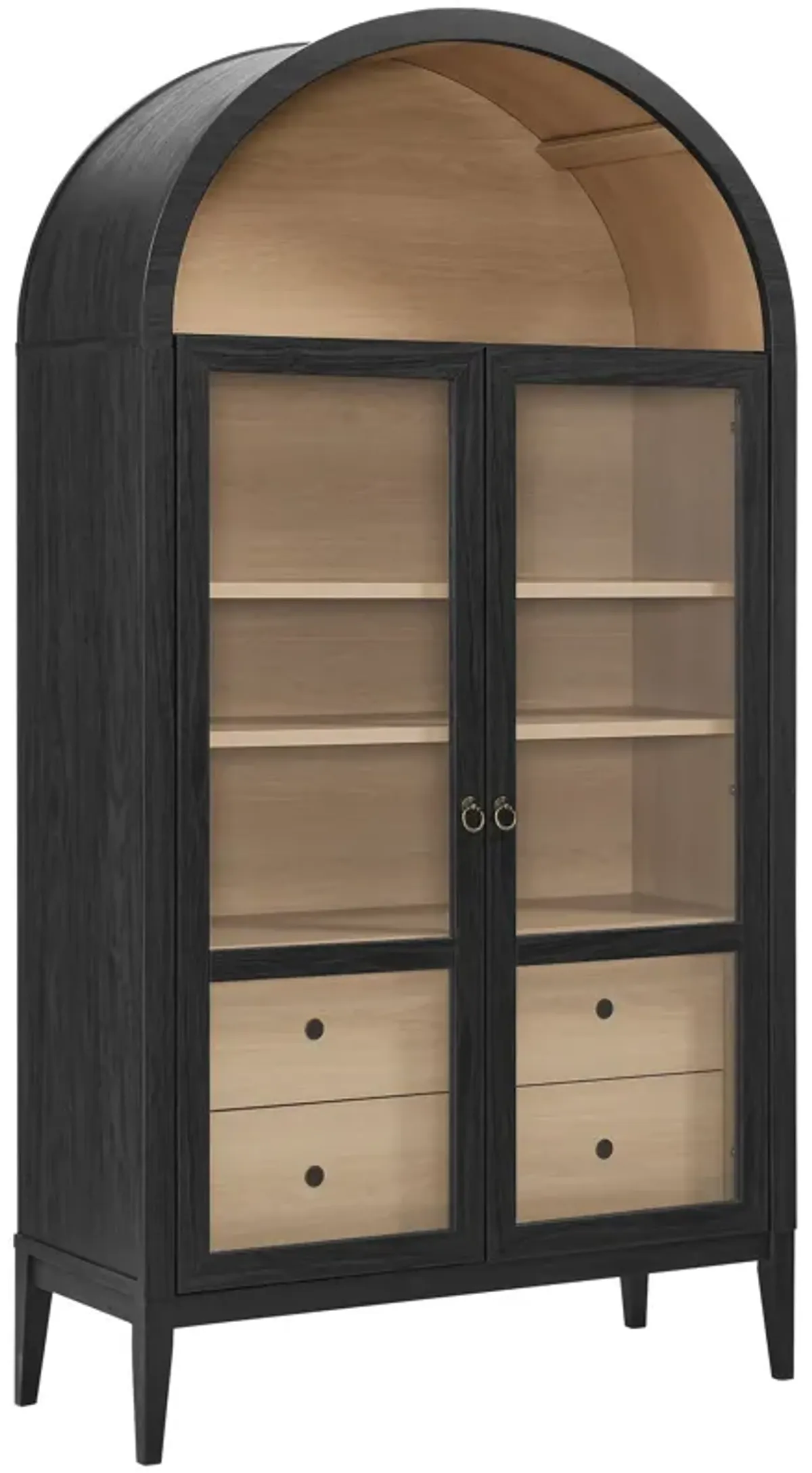Nolan 74" Tall Arched Storage Display Cabinet by Modway Ivory Oak