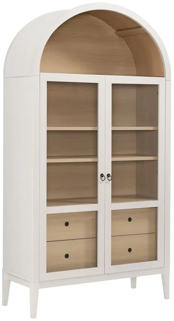 Nolan 74" Tall Arched Storage Display Cabinet by Modway Ivory Oak