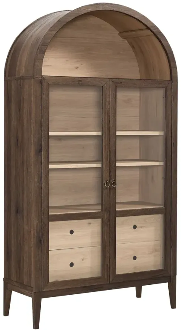 Nolan 74" Tall Arched Storage Display Cabinet by Modway Walnut Light Oak