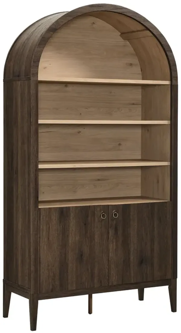 Nolan 74" Tall Arched Storage Display Cabinet Bookshelf by Modway Dark Walnut