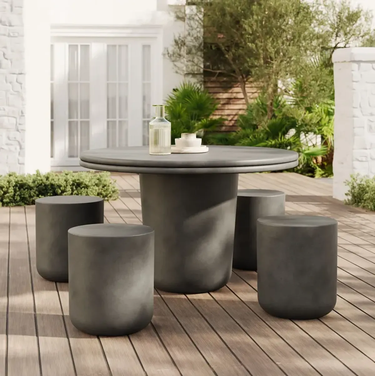 Brion Indoor - Outdoor Patio Concrete 5 Piece Dining Table Set by Modway Gray