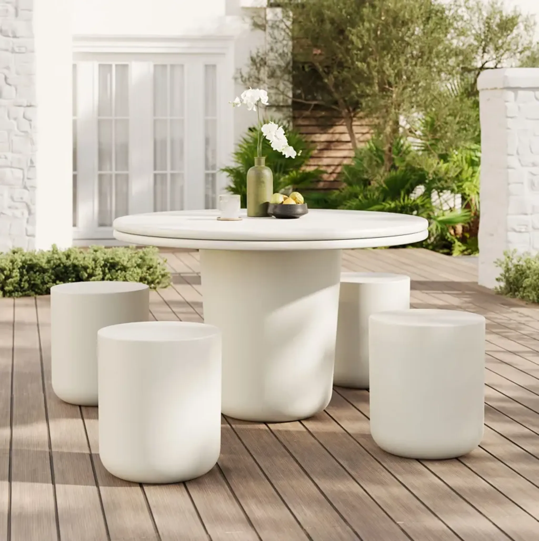 Brion Indoor Outdoor Patio Concrete 5 Piece Dining Table Set By Modway ...