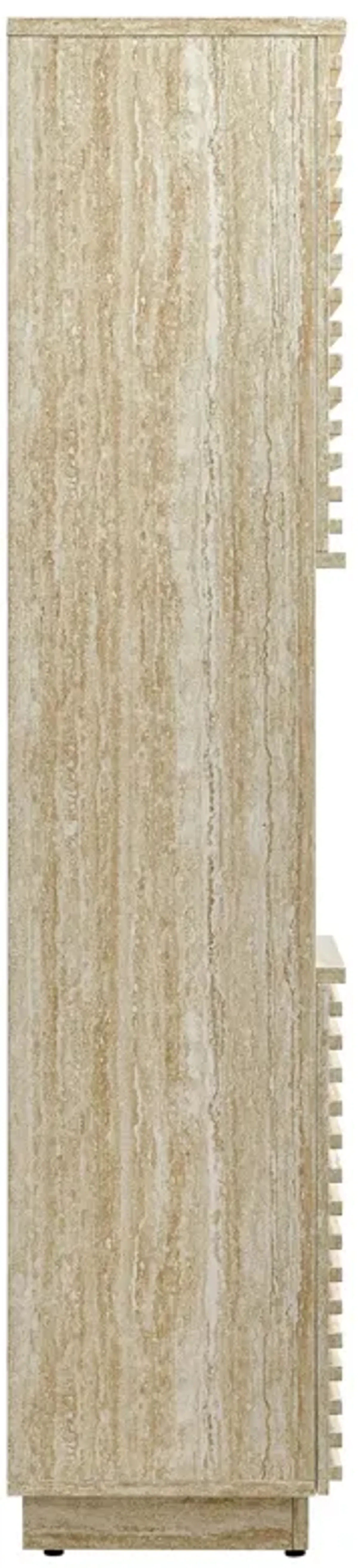 Render Tall Narrow Faux Travertine Linen Storage Cabinet by Modway Travertine