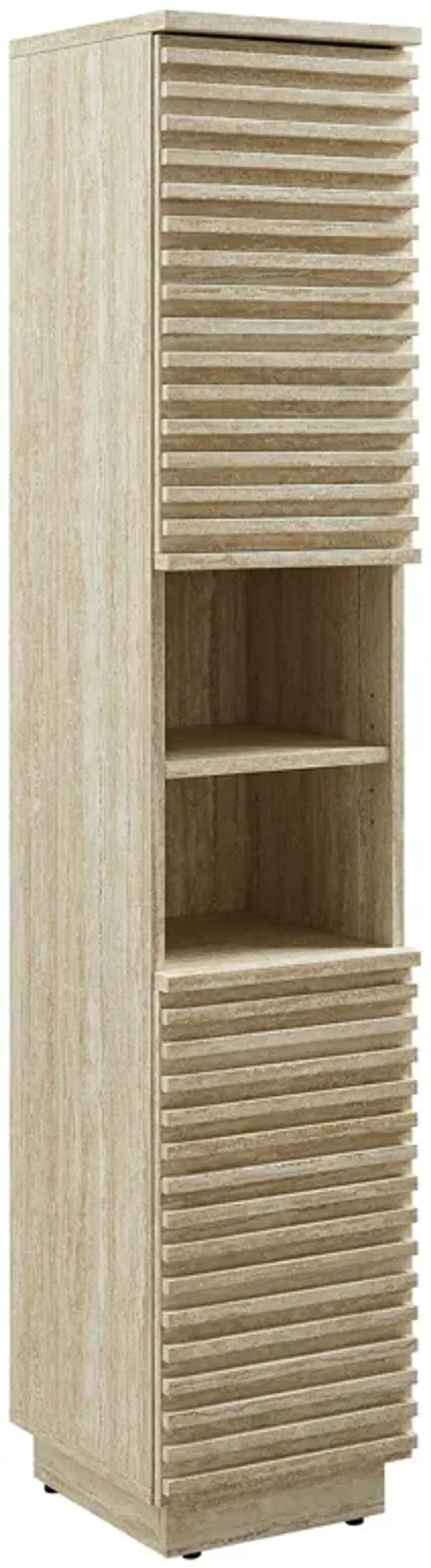 Render Tall Narrow Faux Travertine Linen Storage Cabinet by Modway Travertine