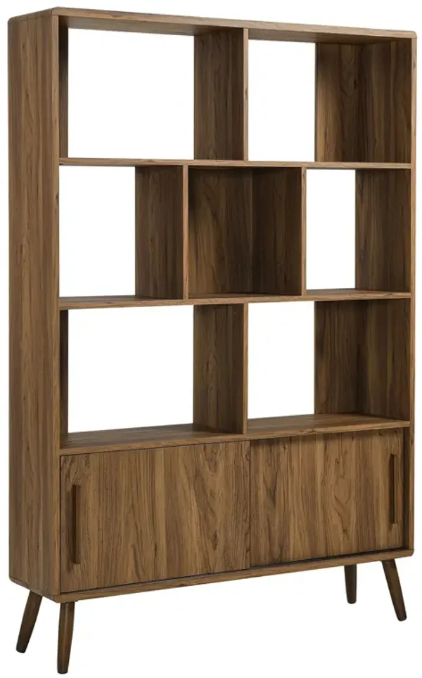 Transmit 45" Bookcase with Sliding Doors by Modway Walnut
