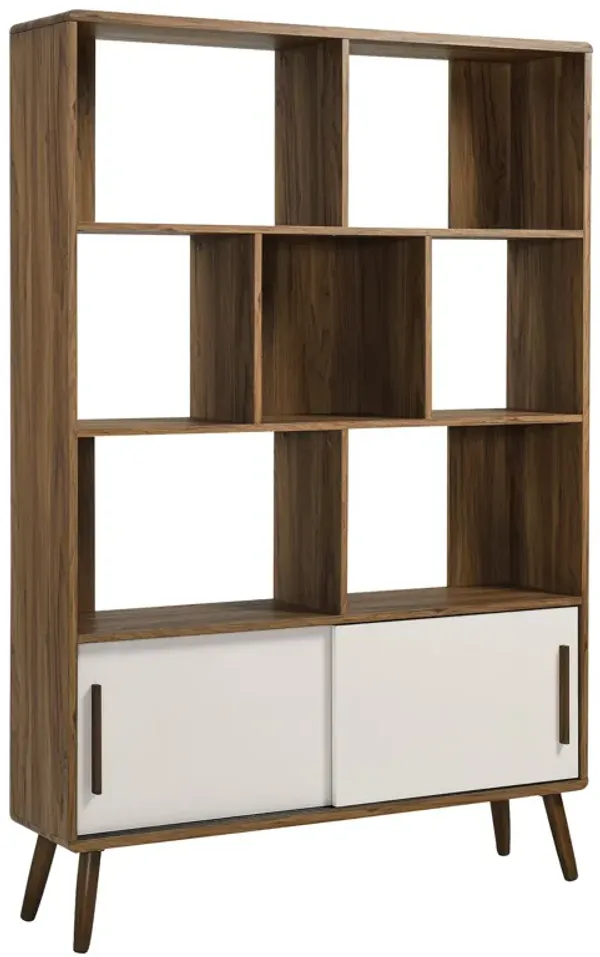 Transmit 45" Bookcase with Sliding Doors by Modway Walnut Linen