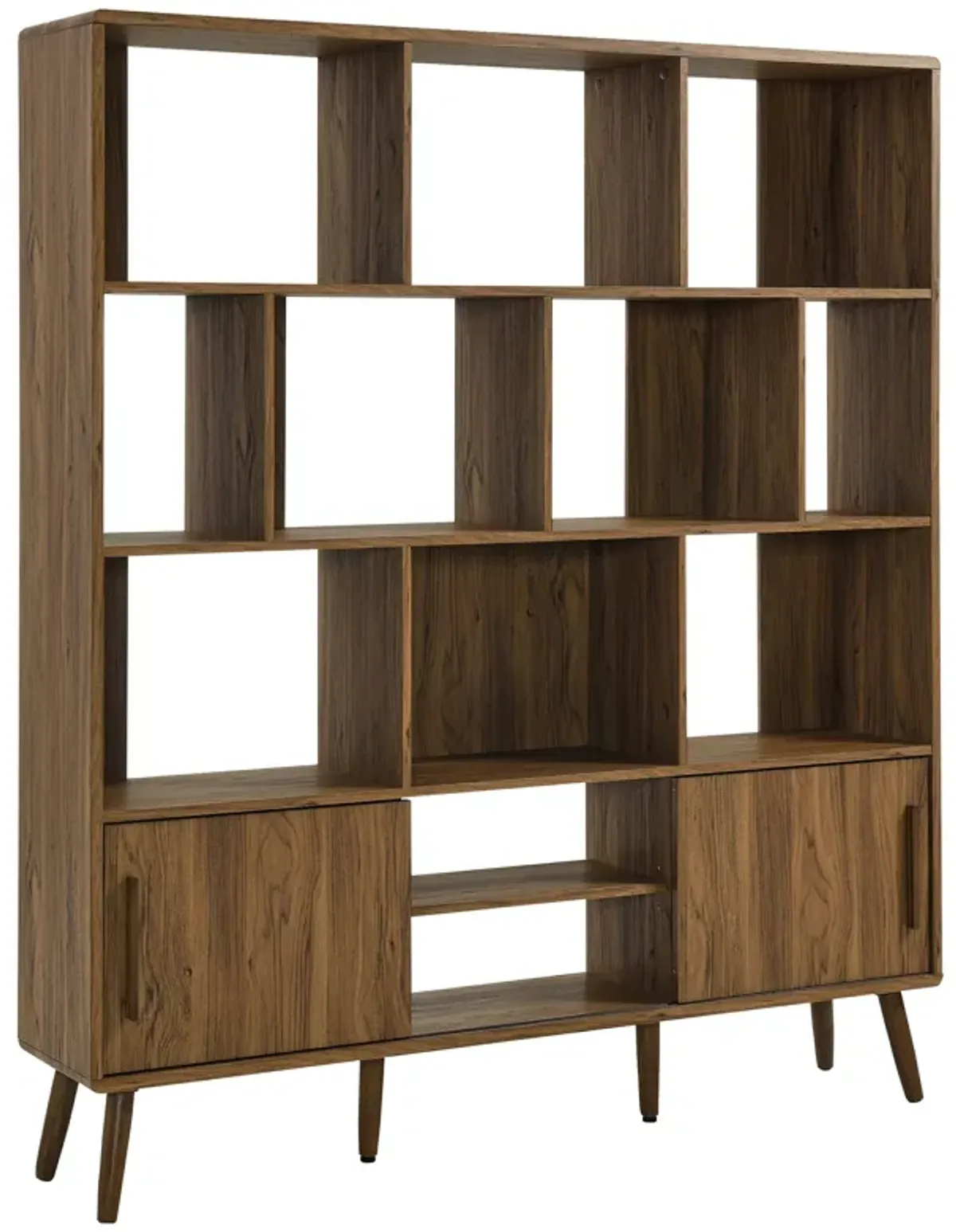 Transmit 59" Bookcase with Sliding Doors by Modway Walnut Linen