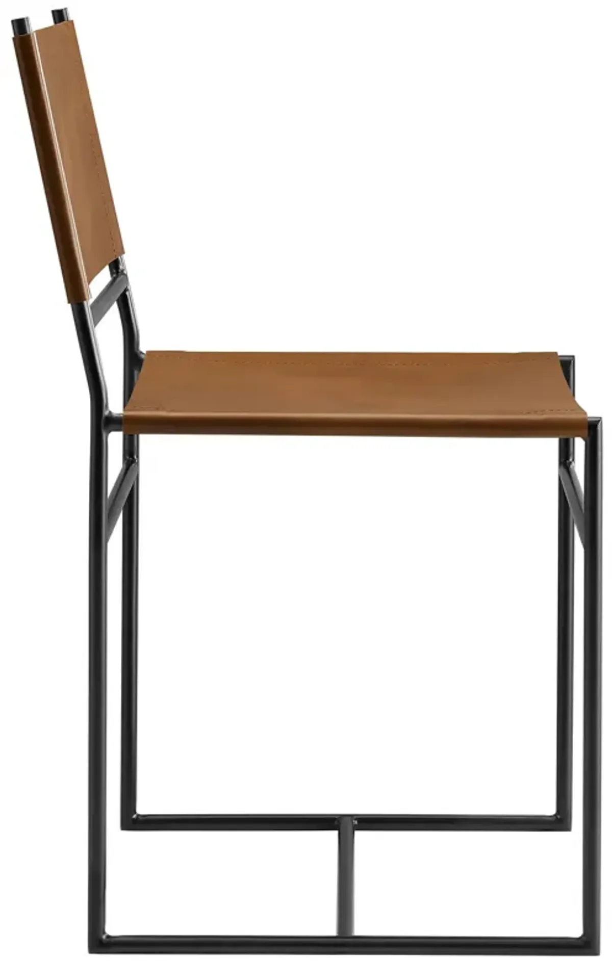 Thatcher Leather and Metal Dining Chair by Modway Tan